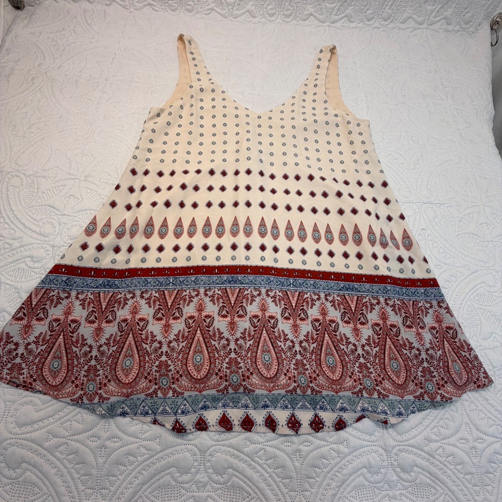 Show Me Your Mumu Samantha Tank Dress Cream Paisley Boho V-Neck Mini Small